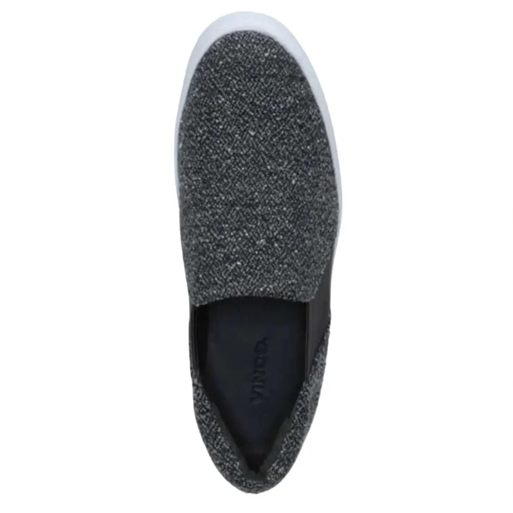 $225 Vince Warren Platform Sneakers 8 Gray Tweed Round Toe Notched Vamp Slip On - Picture 4 of 15